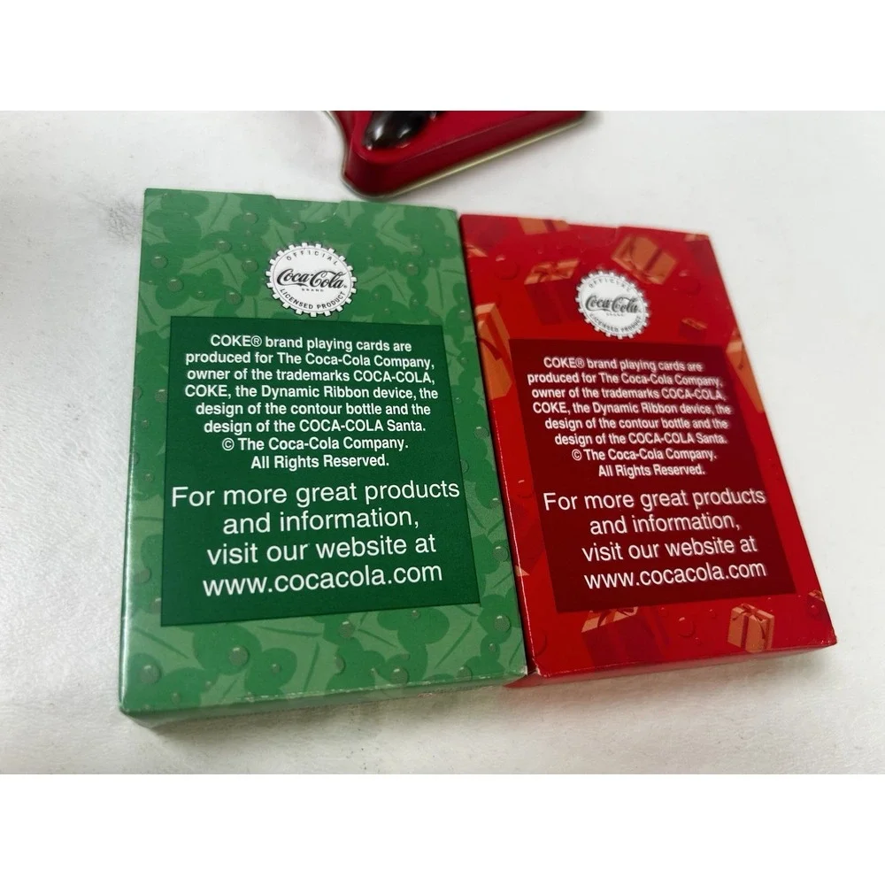 Coca Cola SANTA CLAUS Playing Cards in Collectible Red Tin 2 Decks Vintage NIB